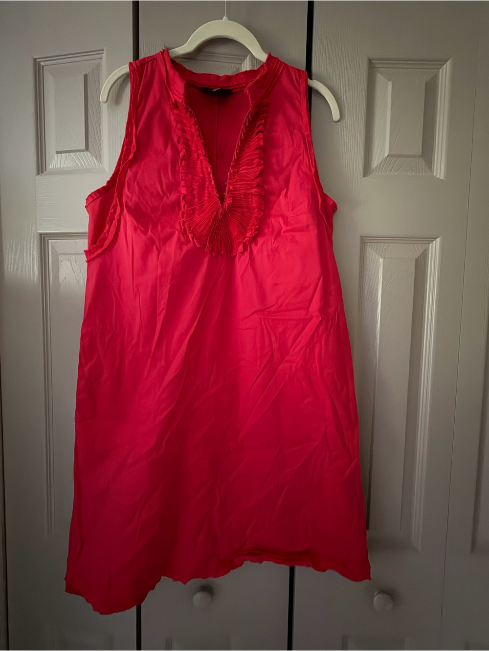 Alfani Sleeveless Ruffle V-Neck Midi Dress - red